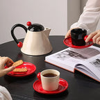Cream Ceramic Water Set with Beaded Cup