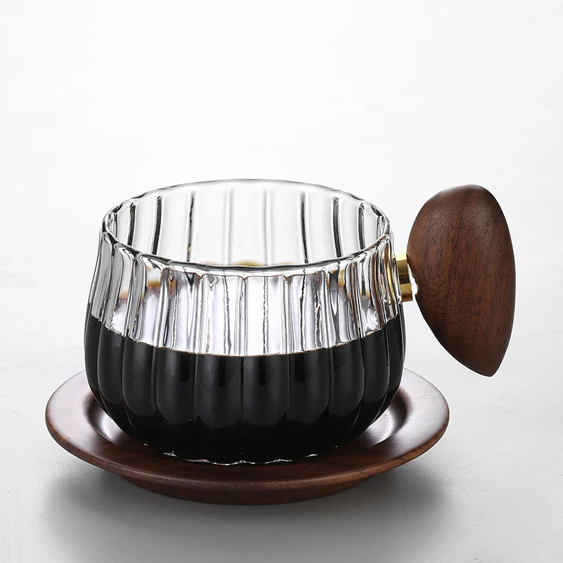 Heat-Resistant Glass Mug with Wooden Handle