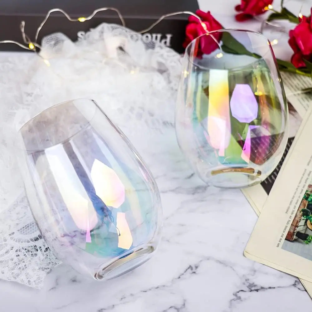 Iridescent Rainbow Wine Glasses – Set of 2 or 4