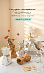 Decorative desktop home ceramic vases and glass flower vases, hydrophilic money bag shaped vases, flower living room decoration