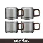 Glass Espresso Cup Set with Walnut Handle – 120 ml