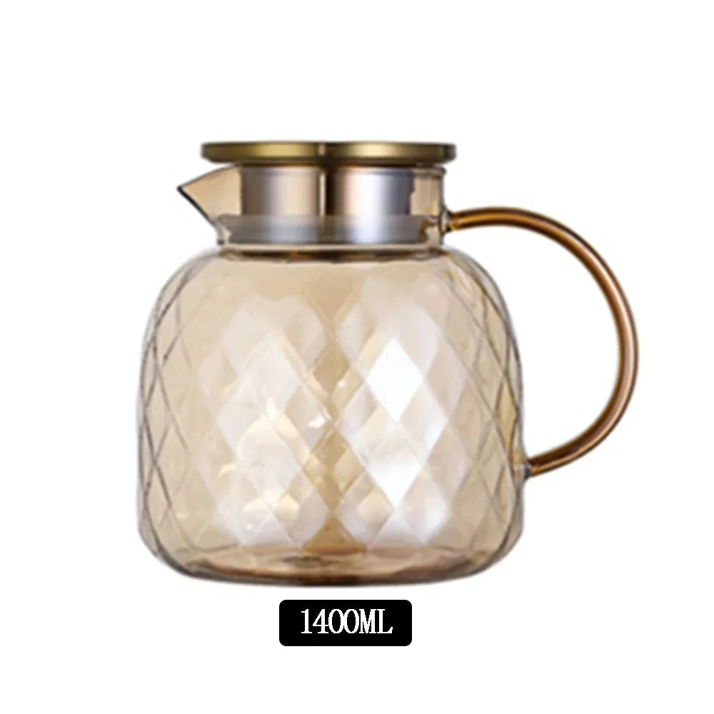 Amber Diamond-Texture Glass Teapot