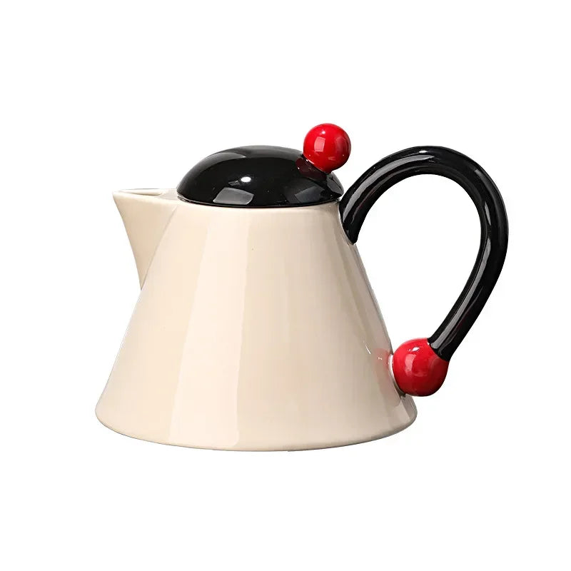 Cream Ceramic Water Set with Beaded Cup