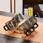 Glass Espresso Cup Set with Walnut Handle – 120 ml
