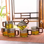 Glass Espresso Cup Set with Walnut Handle – 120 ml