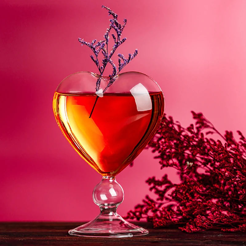 Heart-Shaped Glass Cup with Straw