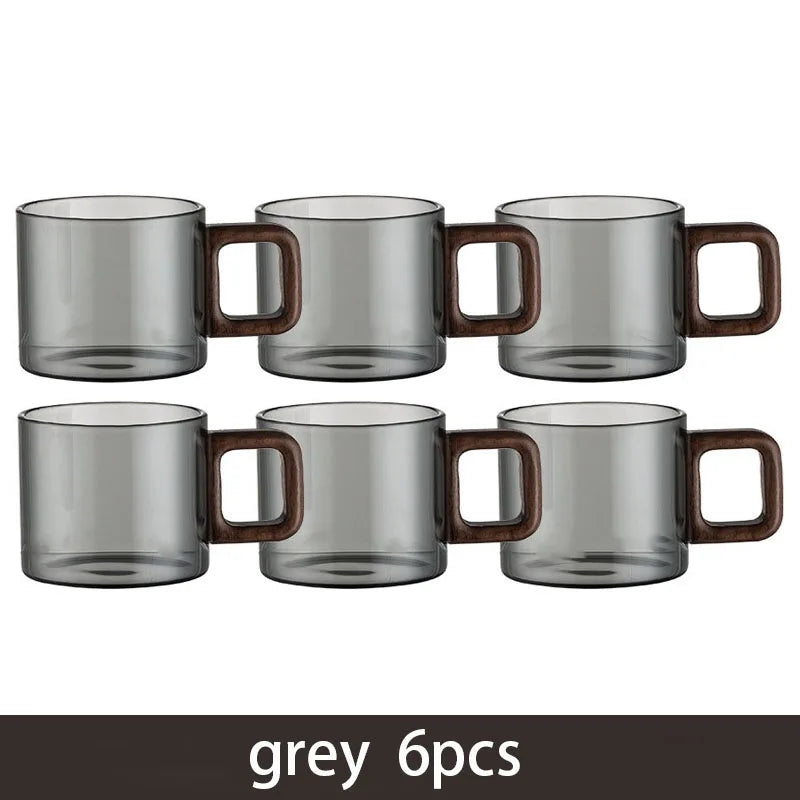 Glass Espresso Cup Set with Walnut Handle – 120 ml