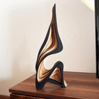 Abstract wooden sculpture with minimalist streamlined form – Homéa