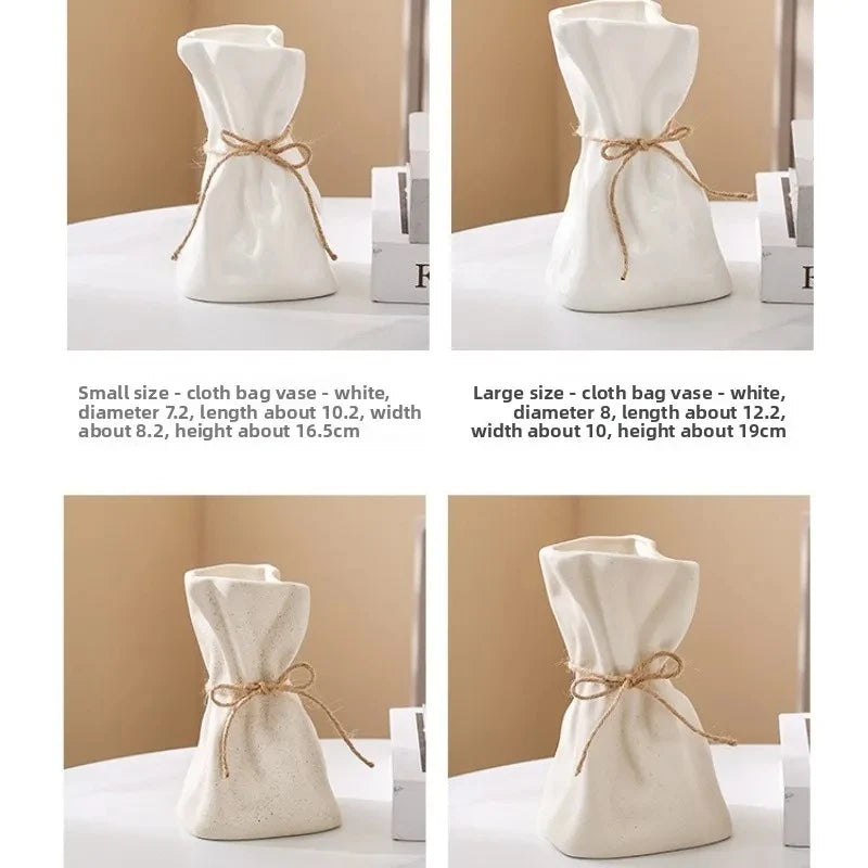 Decorative desktop home ceramic vases and glass flower vases, hydrophilic money bag shaped vases, flower living room decoration