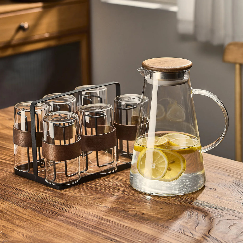 Heat-Resistant Glass Pitcher & Cup Set