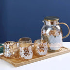 Amber Diamond-Texture Glass Teapot