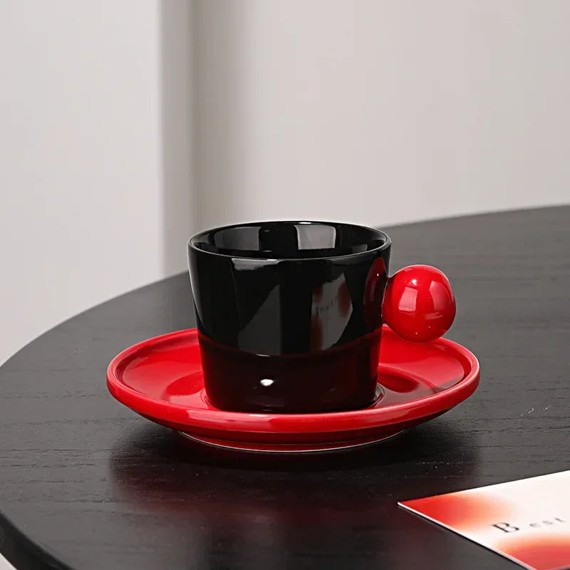 Cream Ceramic Water Set with Beaded Cup