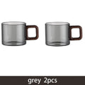 Glass Espresso Cup Set with Walnut Handle – 120 ml