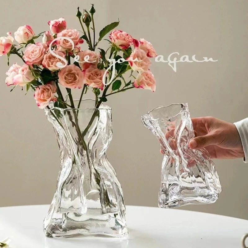 Decorative desktop home ceramic vases and glass flower vases, hydrophilic money bag shaped vases, flower living room decoration