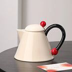 Cream Ceramic Water Set with Beaded Cup