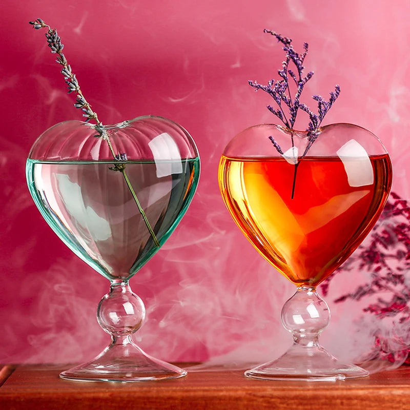 Heart-Shaped Glass Cup with Straw